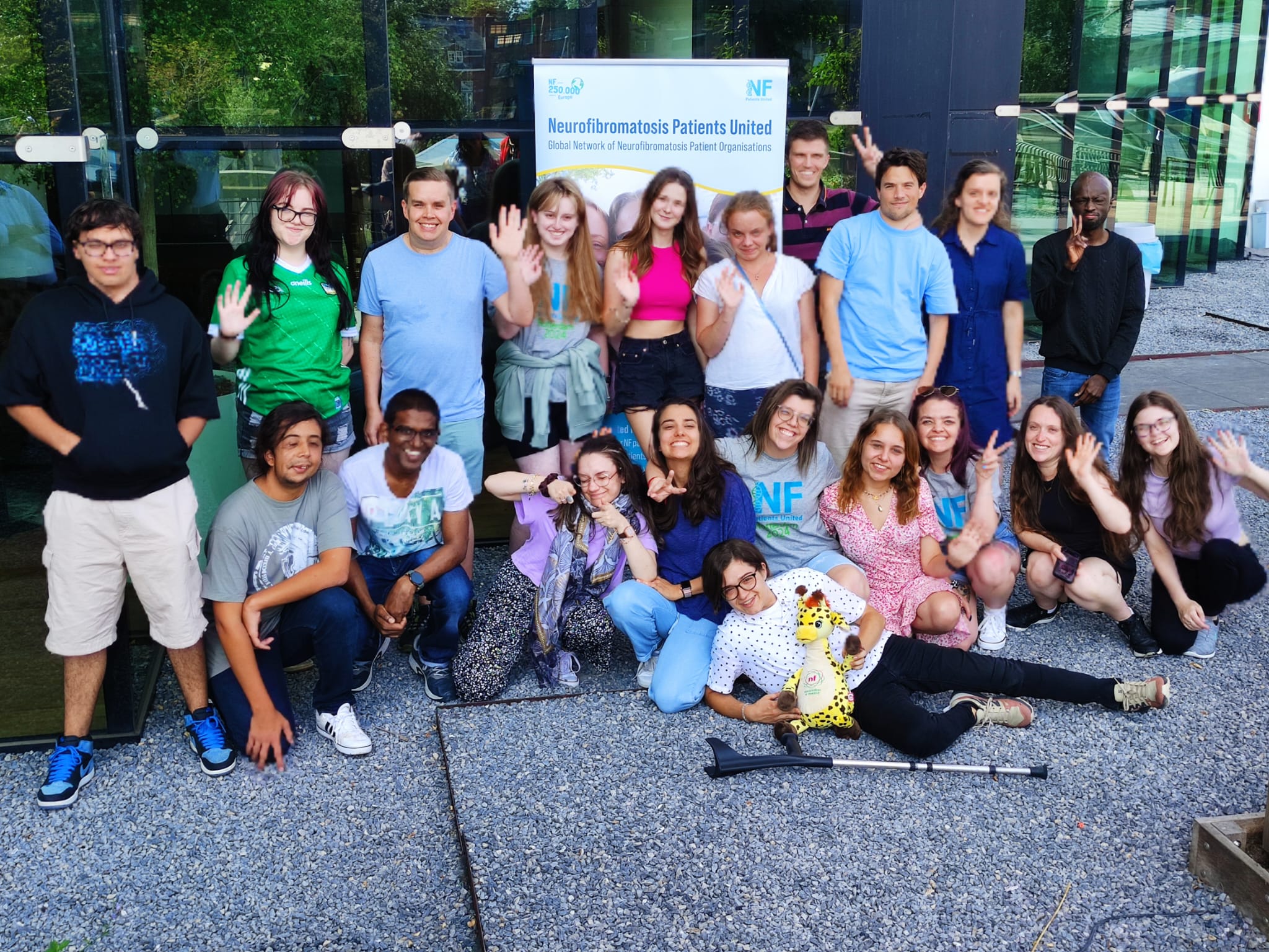 Group of 2024 NF ambassadors with inspirational speaker Amit Ghose and Emerson Cabral from Alexion